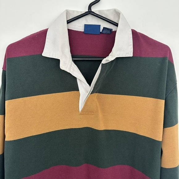 Vtg Striped Rugby Shirt Mens Large Green‎ Ivy League Preppy Cambridge Classics - Picture 8 of 10